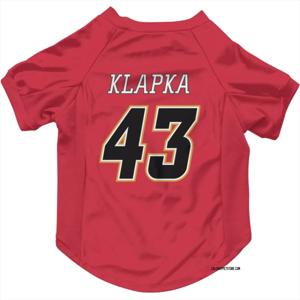 Calgary Flames Adam Klapka Red Black Pet Jersey for Dog & Cat