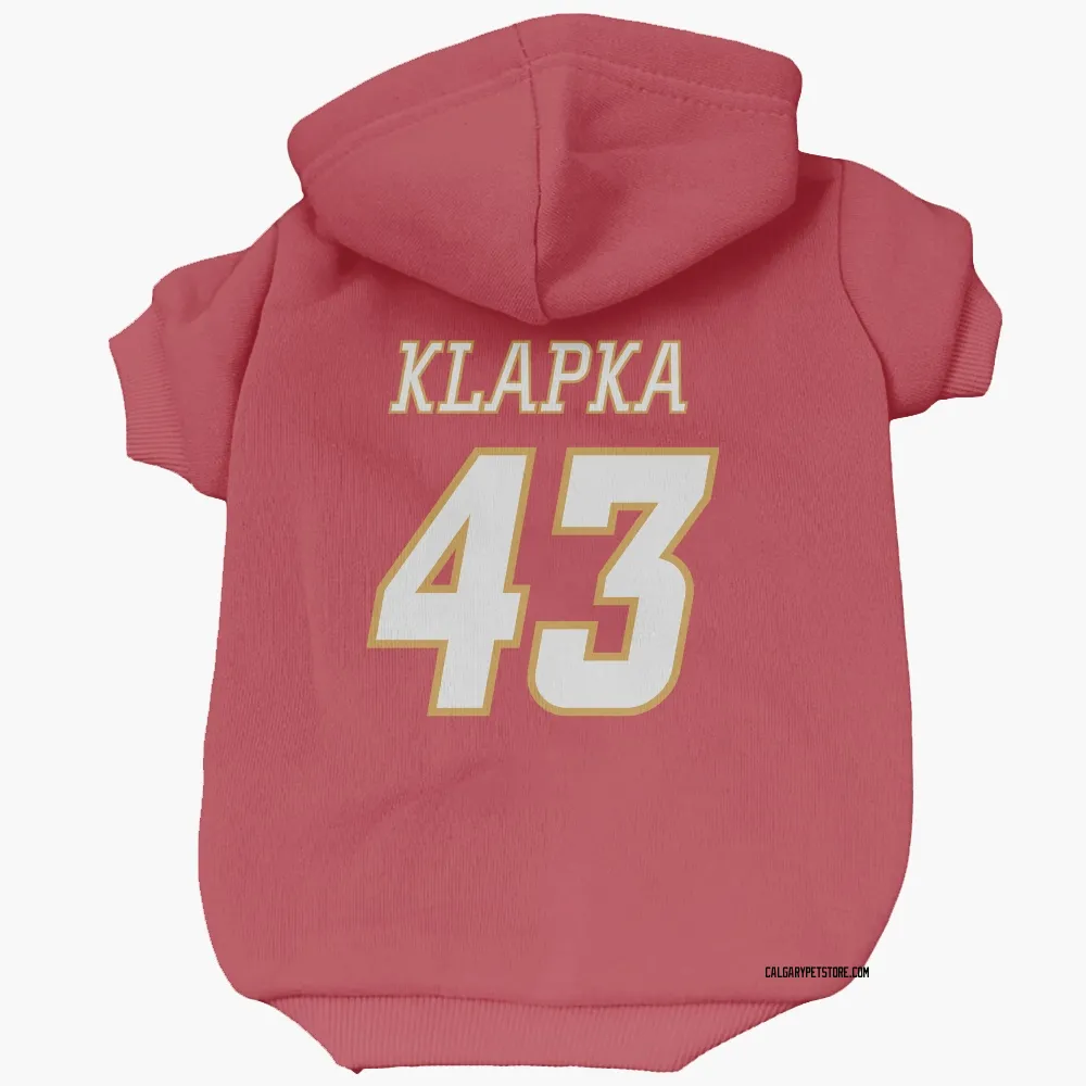 Calgary Flames Adam Klapka Red White Pet Hoodie for Dog & Cat