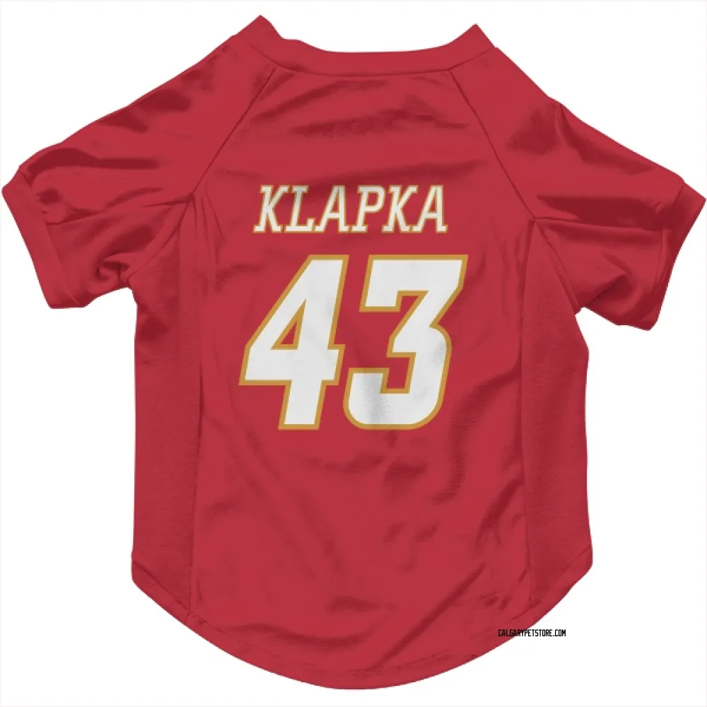 Calgary Flames Adam Klapka Red White Pet Jersey for Dog & Cat