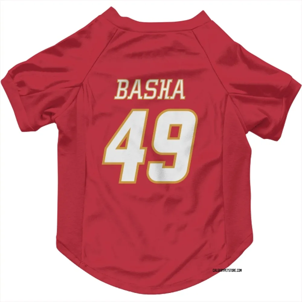 Calgary Flames Andrew Basha Red White Pet Jersey for Dog & Cat