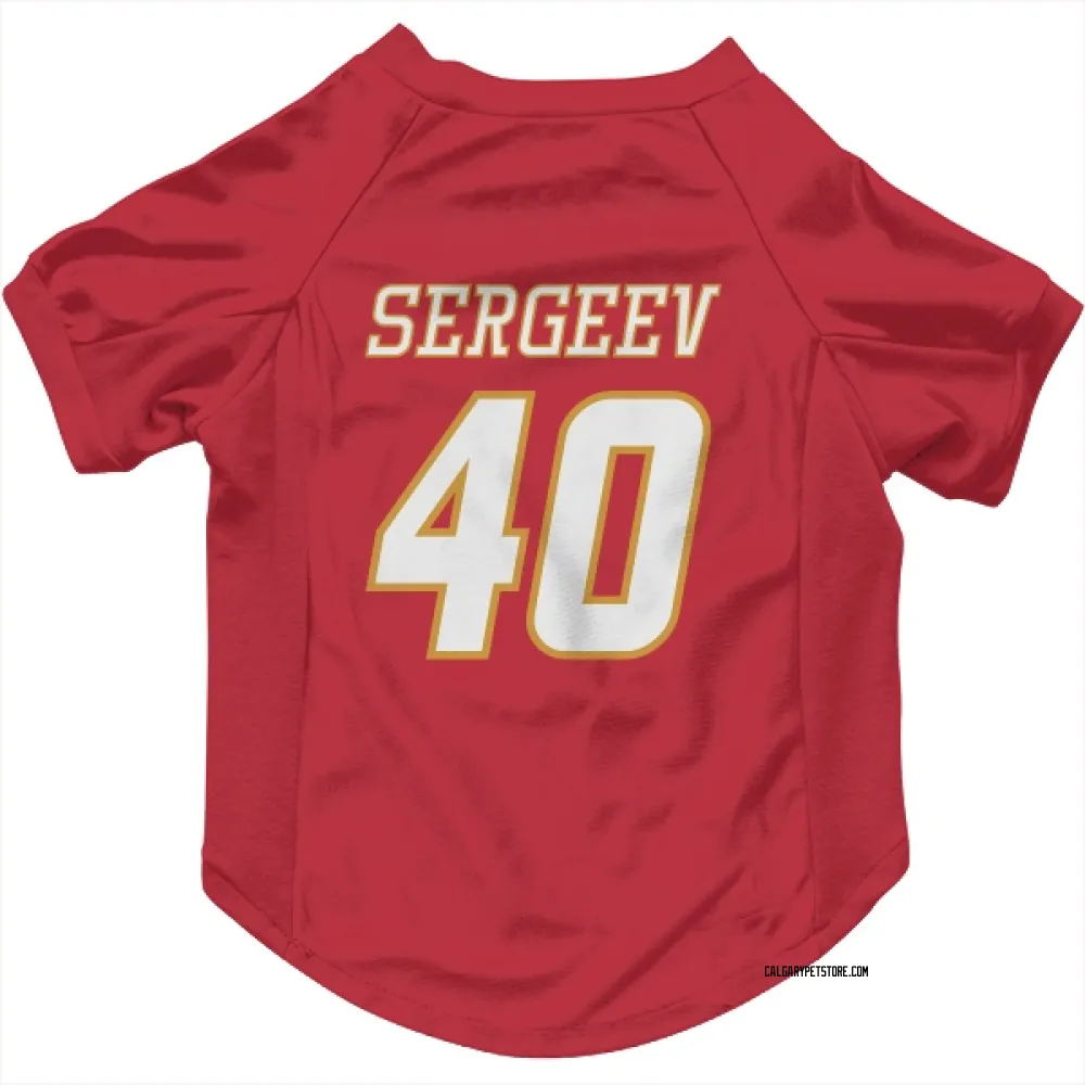 Calgary Flames Arsenii Sergeev Red White Pet Jersey for Dog & Cat