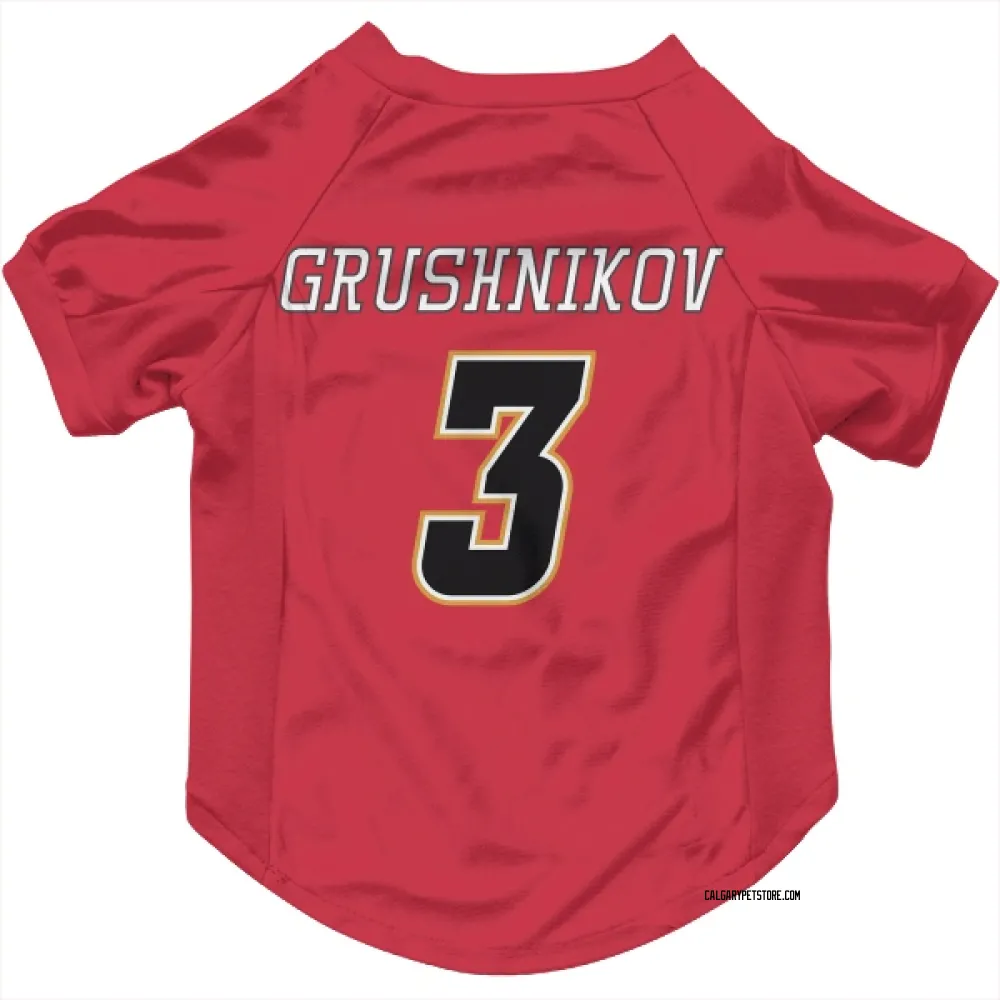 Calgary Flames Artem Grushnikov Red Black Pet Jersey for Dog & Cat