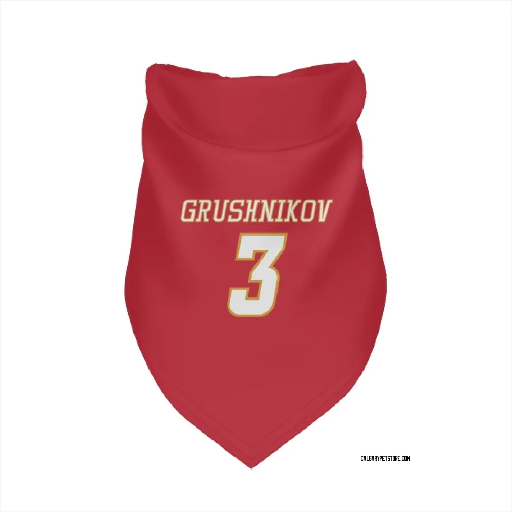 Calgary Flames Artem Grushnikov Red White Pet Bandana for Dog & Cat
