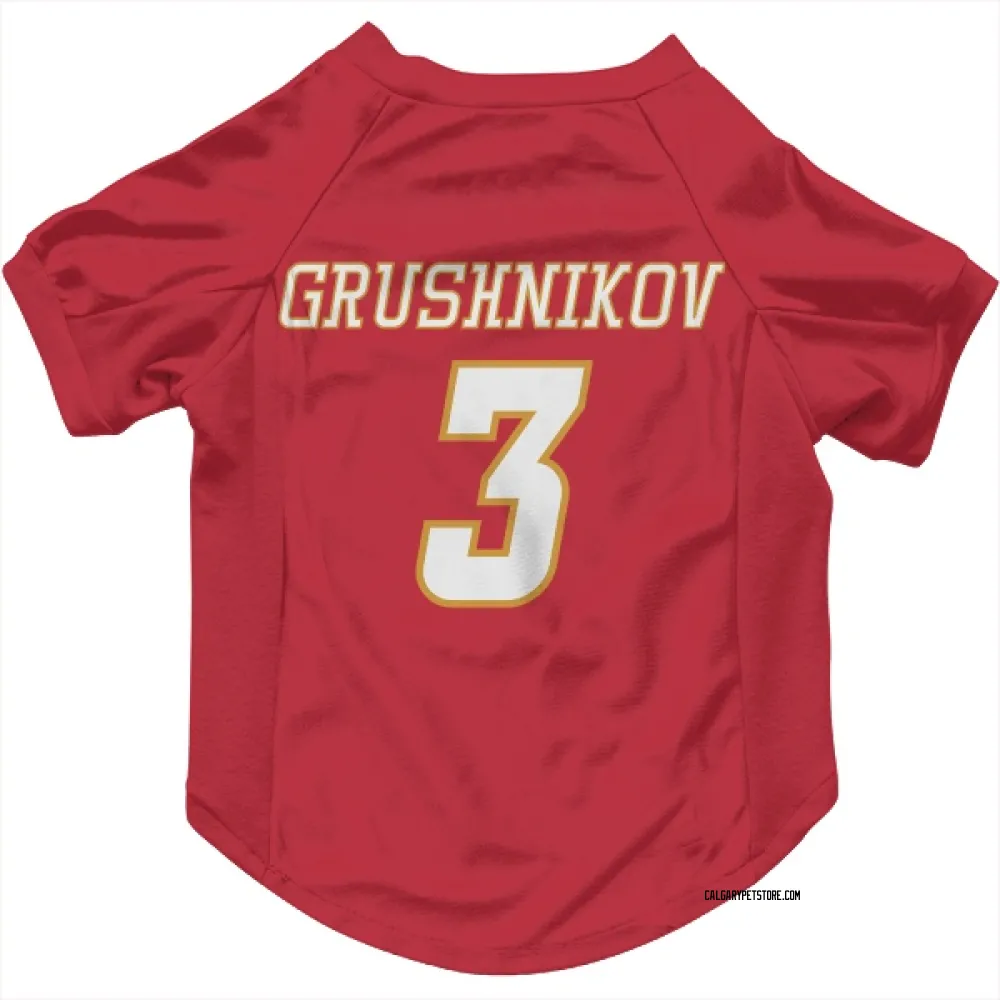 Calgary Flames Artem Grushnikov Red White Pet Jersey for Dog & Cat