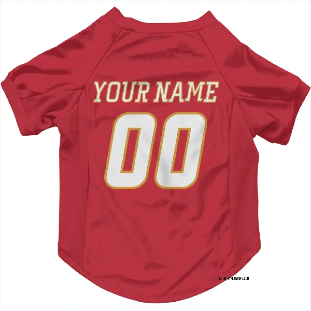 Calgary Flames Custom Red White Pet Jersey for Dog & Cat