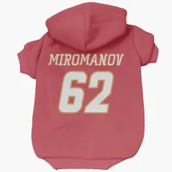 Calgary Flames Daniil Miromanov Red White Pet Hoodie for Dog & Cat