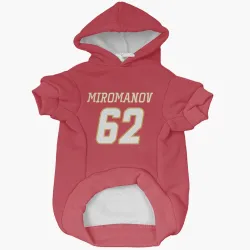 Calgary Flames Daniil Miromanov Red White Pet Hoodie for Dog & Cat