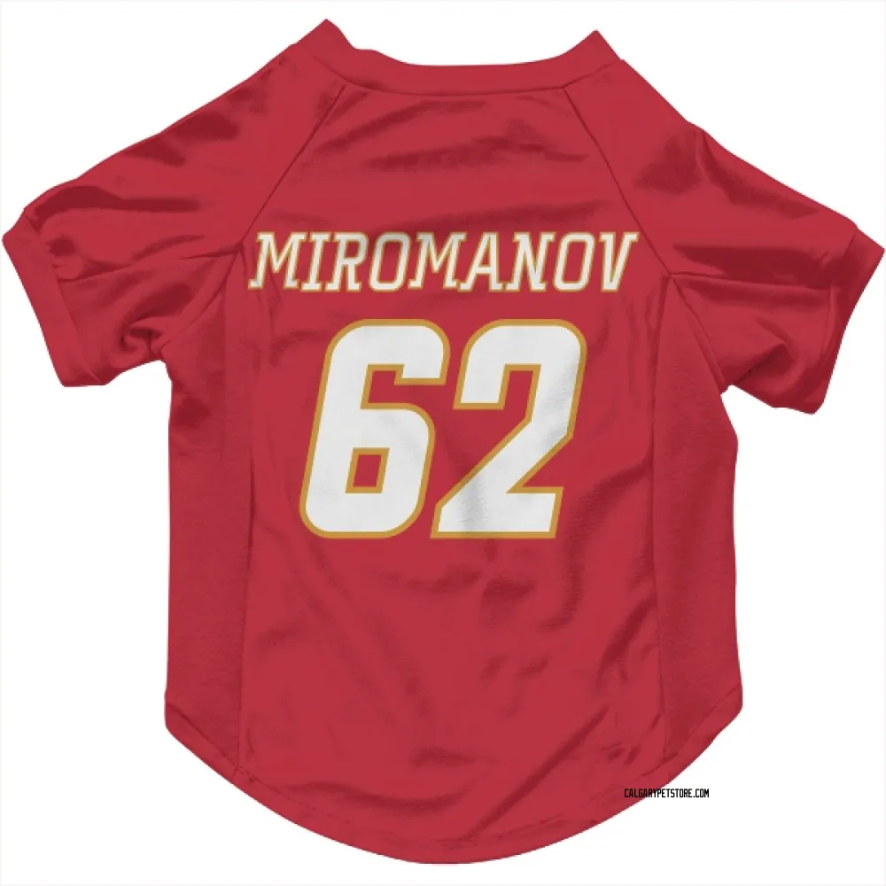 Calgary Flames Daniil Miromanov Red White Pet Jersey for Dog & Cat