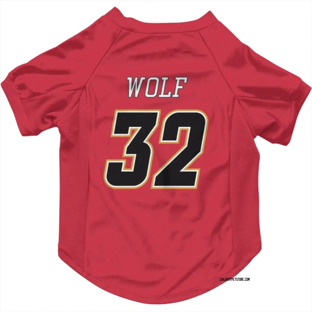 Calgary Flames Dustin Wolf Red Black Pet Jersey for Dog & Cat