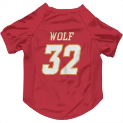 Calgary Flames Dustin Wolf Red White Pet Jersey for Dog & Cat