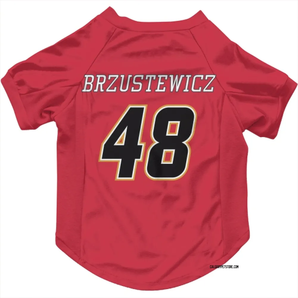 Calgary Flames Hunter Brzustewicz Red Black Pet Jersey for Dog & Cat