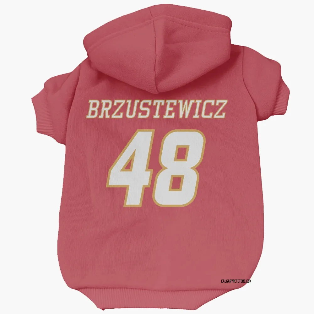 Calgary Flames Hunter Brzustewicz Red White Pet Hoodie for Dog & Cat