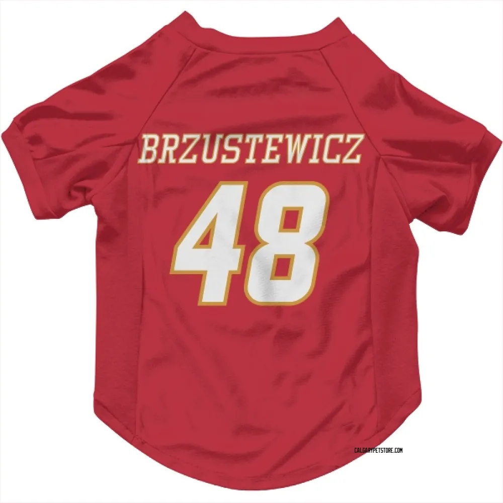 Calgary Flames Hunter Brzustewicz Red White Pet Jersey for Dog & Cat