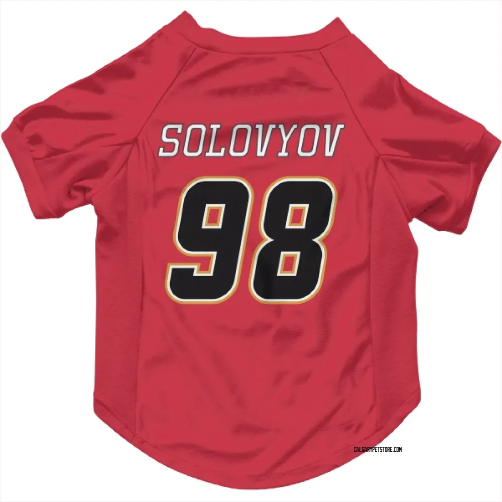 Calgary Flames Ilya Solovyov Red Black Pet Jersey for Dog & Cat
