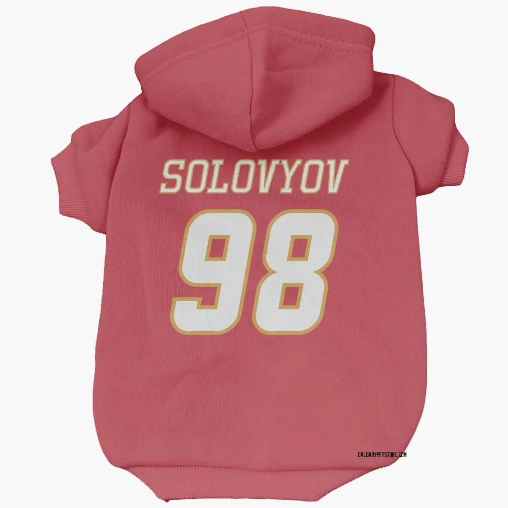 Calgary Flames Ilya Solovyov Red White Pet Hoodie for Dog & Cat