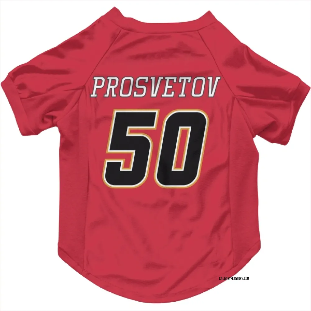 Calgary Flames Ivan Prosvetov Red Black Pet Jersey for Dog & Cat