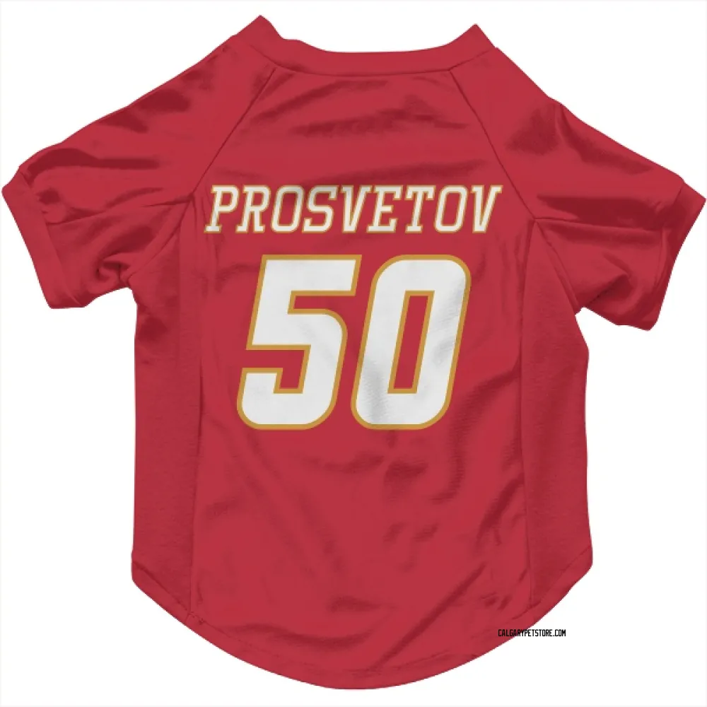 Calgary Flames Ivan Prosvetov Red White Pet Jersey for Dog & Cat