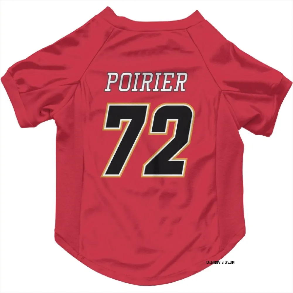 Calgary Flames Jeremie Poirier Red Black Pet Jersey for Dog & Cat