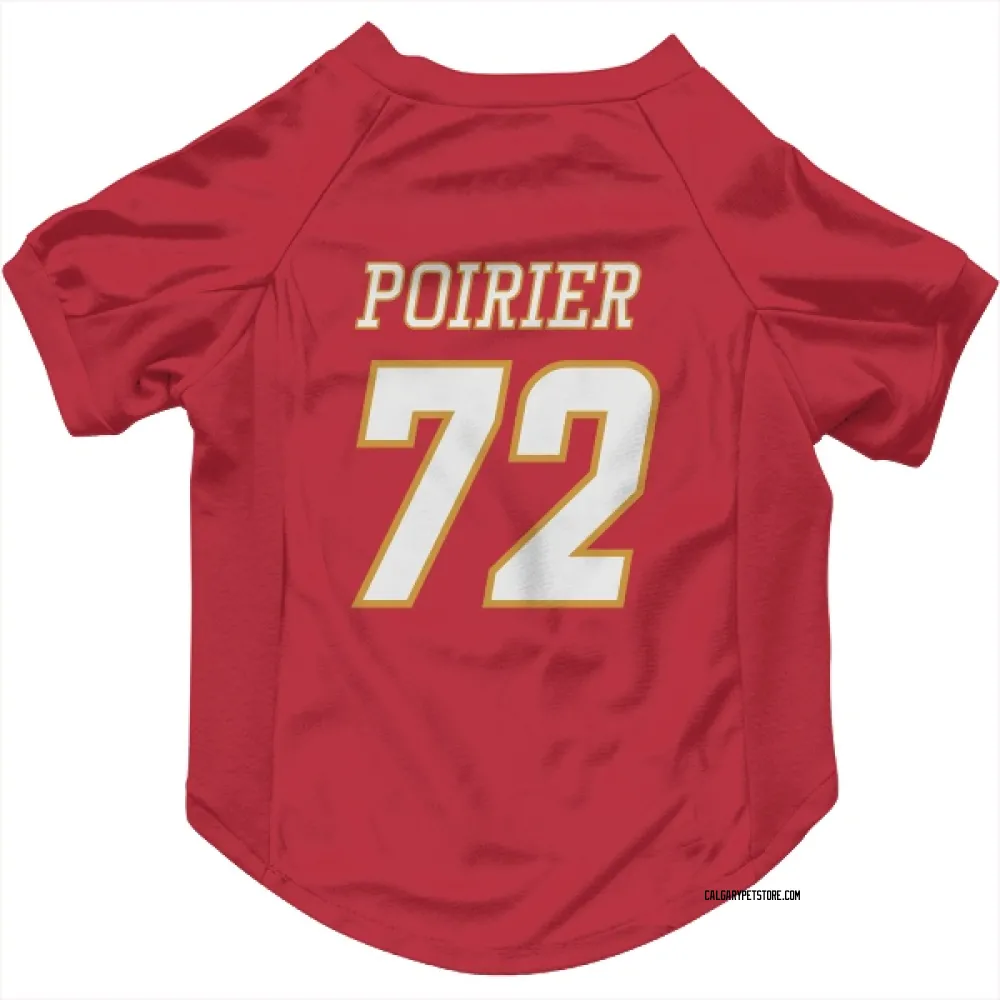Calgary Flames Jeremie Poirier Red White Pet Jersey for Dog & Cat