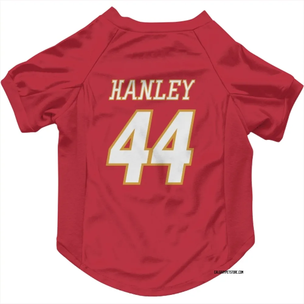 Calgary Flames Joel Hanley Red White Pet Jersey for Dog & Cat
