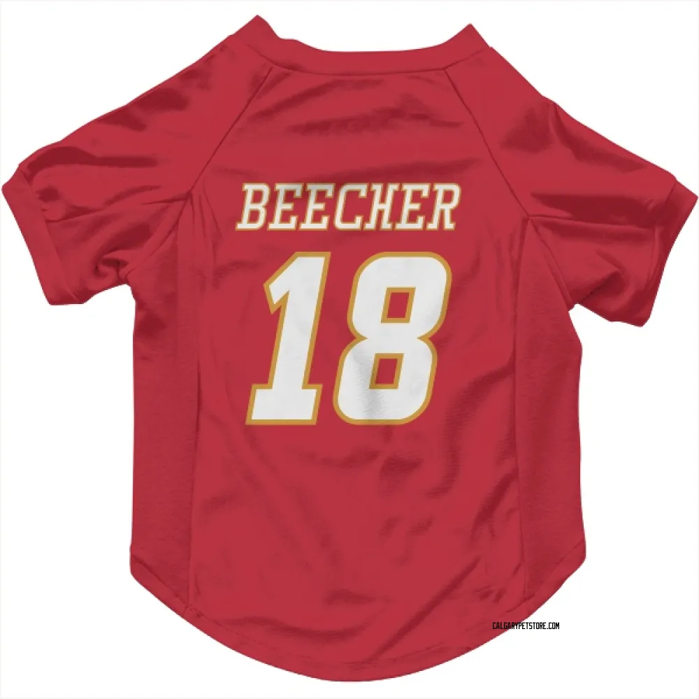 Calgary Flames John Beecher Red White Pet Jersey for Dog & Cat