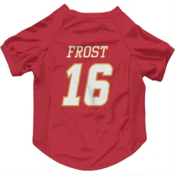 Calgary Flames Morgan Frost Red White Pet Jersey for Dog & Cat