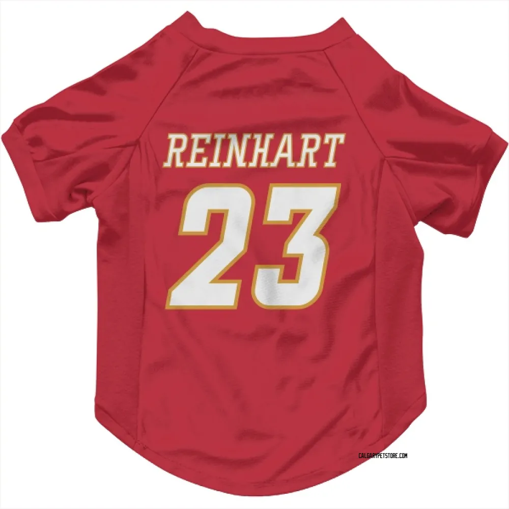 Calgary Flames Paul Reinhart Red White Pet Jersey for Dog & Cat