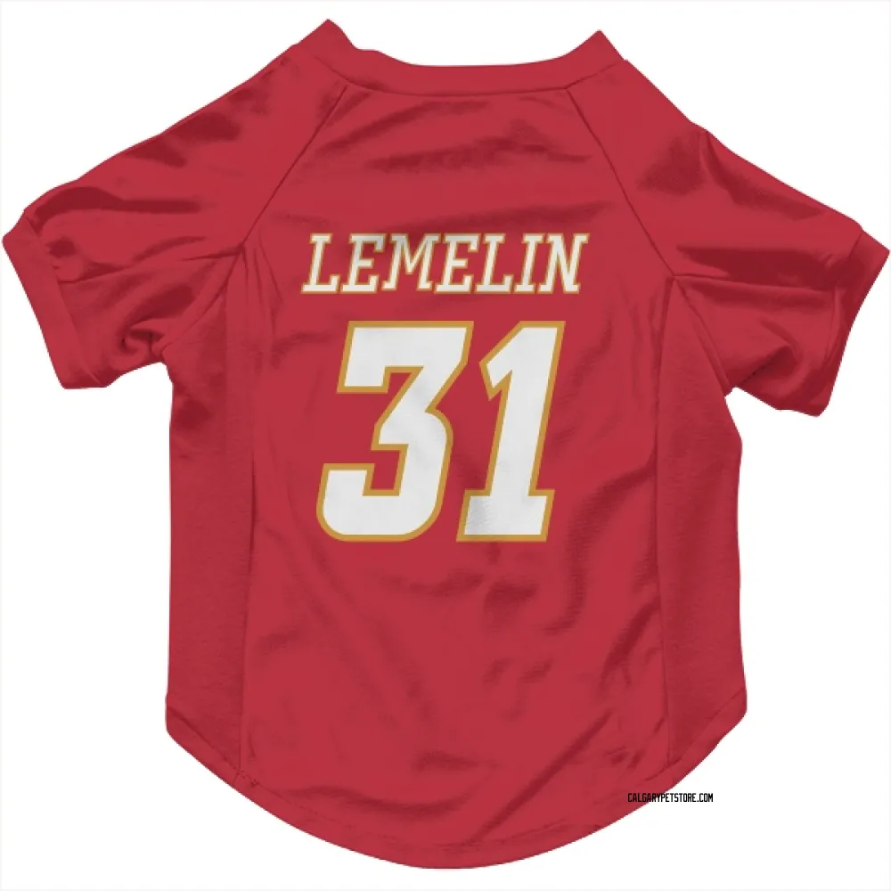 Calgary Flames Rejean Lemelin Red White Pet Jersey for Dog & Cat