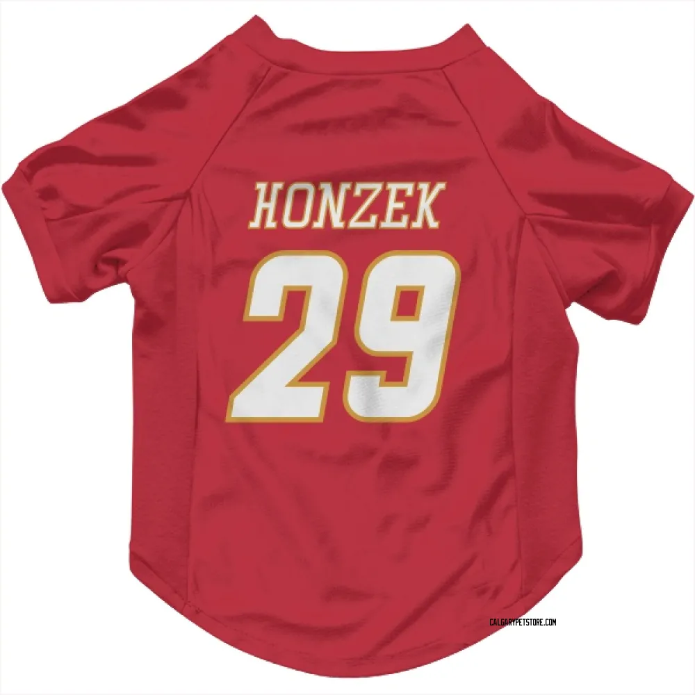 Calgary Flames Samuel Honzek Red White Pet Jersey for Dog & Cat