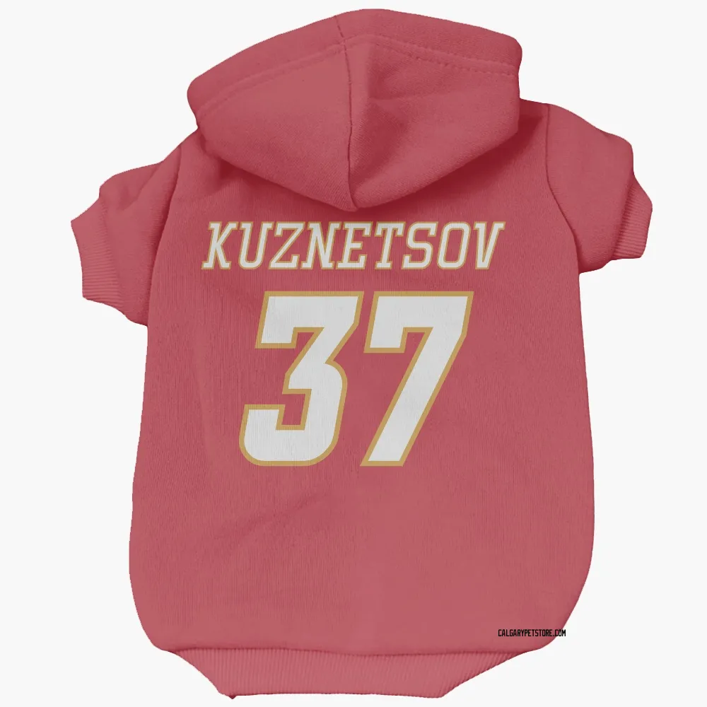 Calgary Flames Yan Kuznetsov Red White Pet Hoodie for Dog & Cat