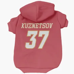 Calgary Flames Yan Kuznetsov Red White Pet Hoodie for Dog & Cat
