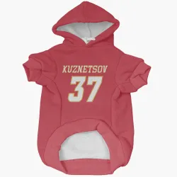 Calgary Flames Yan Kuznetsov Red White Pet Hoodie for Dog & Cat
