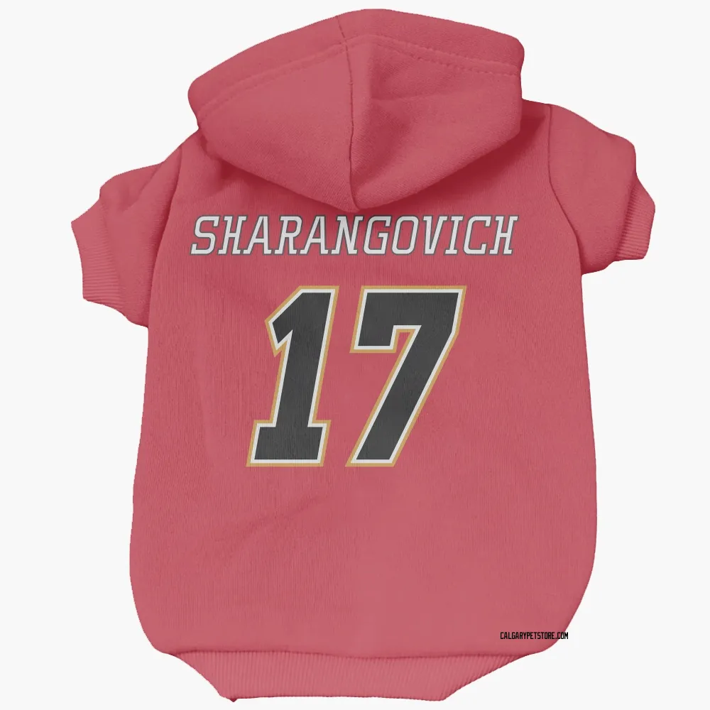 Calgary Flames Yegor Sharangovich Red Black Pet Hoodie for Dog & Cat