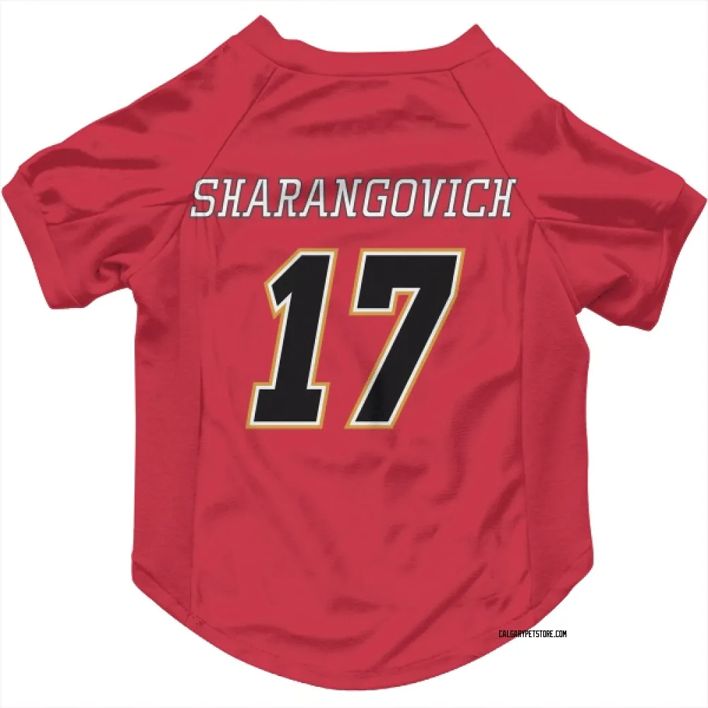 Calgary Flames Yegor Sharangovich Red Black Pet Jersey for Dog & Cat