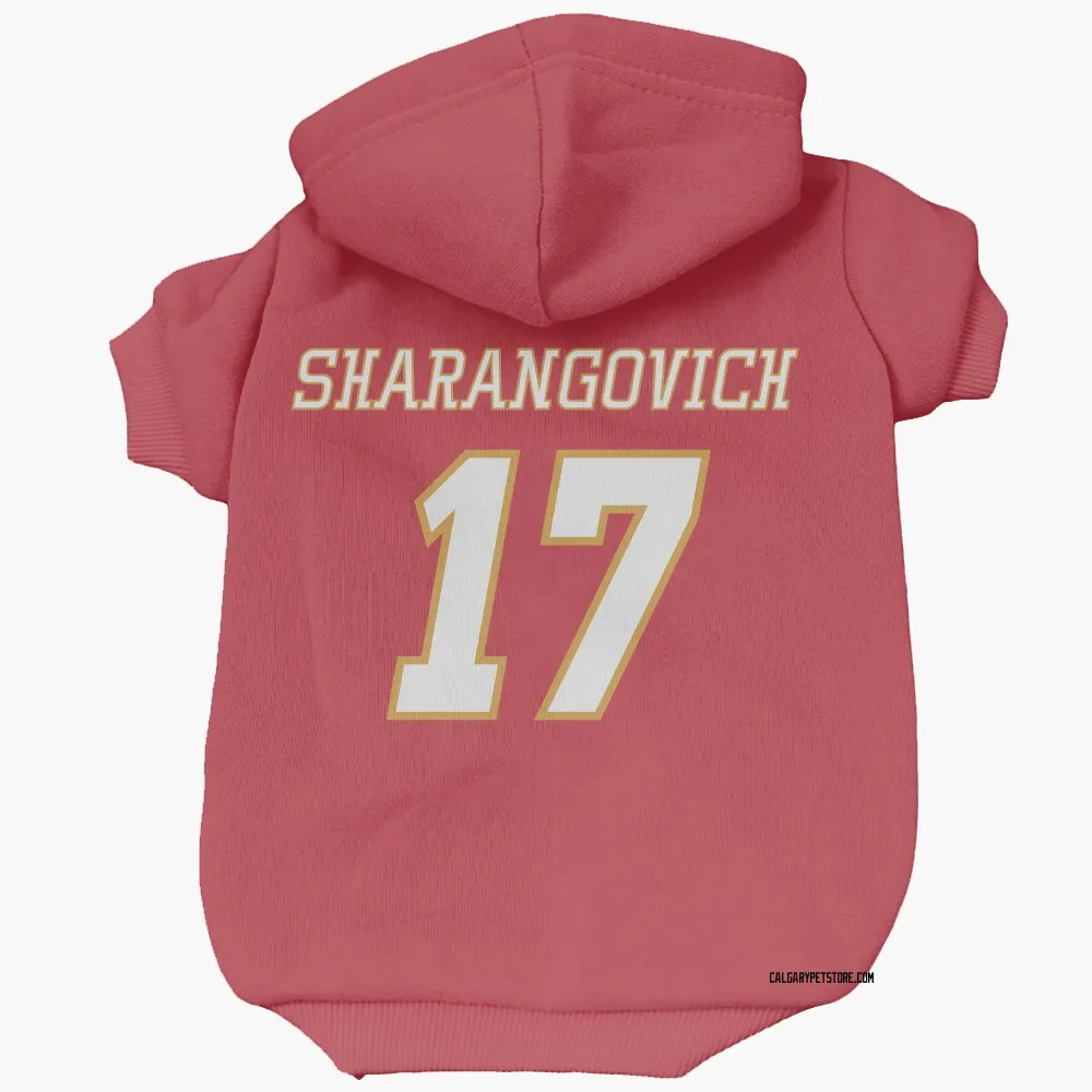 Calgary Flames Yegor Sharangovich Red White Pet Hoodie for Dog & Cat