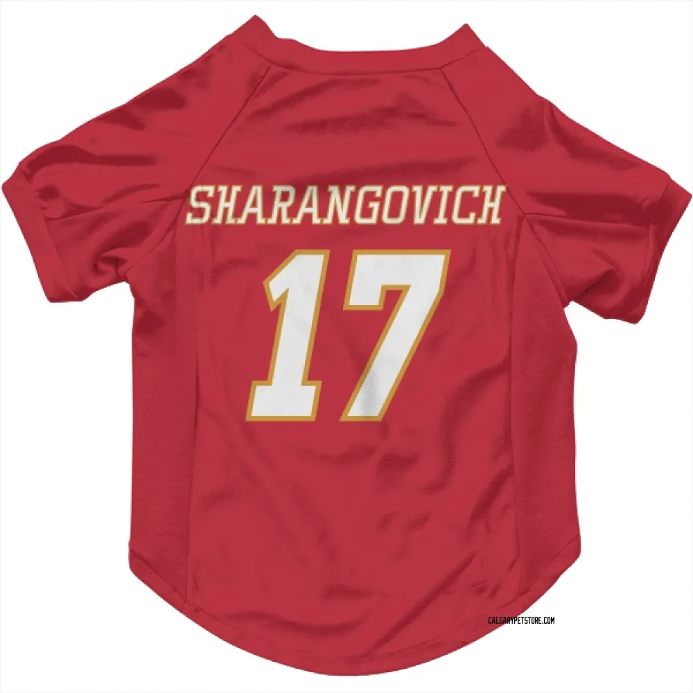 Calgary Flames Yegor Sharangovich Red White Pet Jersey for Dog & Cat