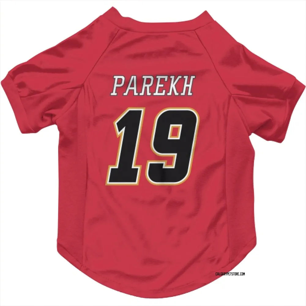 Calgary Flames Zayne Parekh Red Black Pet Jersey for Dog & Cat
